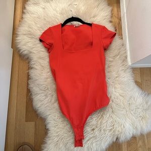 Women's Red Fair And Square Neck Duo Bodysuit By Intimately
